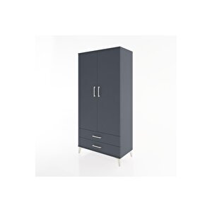 Hyperion Dolap 4 Raflı 2 Çekmeceli 2 Kapaklı 88x44x182 Antrasit-antrasit
