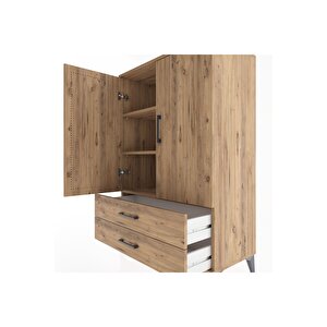 Hyperion Dolap 3 Raflı 2 Çekmeceli 2 Kapaklı 88x44x134 Çam-çam