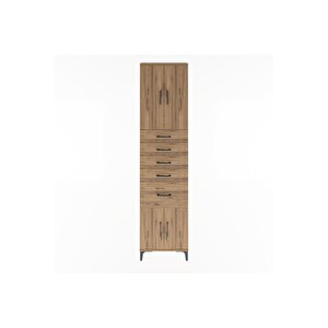 Arges Dolap 2 Raflı 5 Çekmeceli 4 Kapaklı 60x30x243 Çam-çam