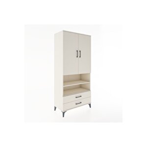 Hyperion Dolap 3 Raflı 2 Çekmeceli Tek Askılı 88x44x195 Aytaşı-aytaşı
