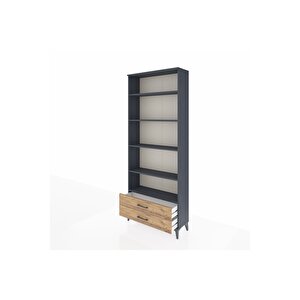 Arges Dolap 5 Raflı 2 Çekmeceli 88x30x221 Antrasit-çam