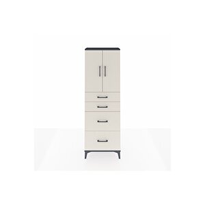 Arges Dolap 2 Raflı 4 Çekmeceli 2 Kapaklı 60x30x182 Antrasit-aytaşı