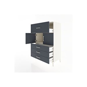 Hyperion Dolap Tek Raflı 4 Çekmeceli 2 Kapaklı 88x44x134 Aytaşı-antrasit