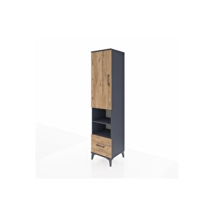 Hyperion Dolap 3 Raflı Tek Çekmeceli Tek Askılı 44x44x195 Antrasit-çam