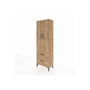 Arges Dolap 4 Raflı 2 Çekmeceli 2 Kapaklı 60x30x182 Çam-çam