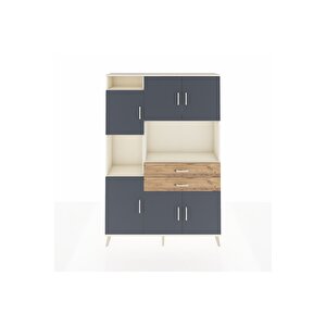 Arges Dolap 8 Raflı 2 Çekmeceli 6 Kapaklı 132x30x195 Aytaşı-antrasit/çam