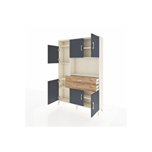 Arges Dolap 8 Raflı 2 Çekmeceli 6 Kapaklı 132x30x195 Aytaşı-antrasit/çam