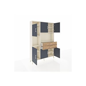 Arges Dolap 8 Raflı 2 Çekmeceli 6 Kapaklı 132x30x195 Aytaşı-antrasit/çam