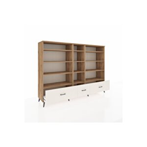 Hyperion Dolap 12 Raflı 3 Çekmeceli  220x44x163 Çam-çam/aytaşı