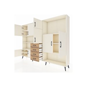 Arges Dolap 10 Raflı 4 Çekmeceli 8 Kapaklı 220x30x163 Aytaşı-aytaşı/çam