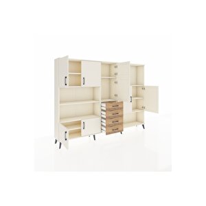 Arges Dolap 10 Raflı 4 Çekmeceli 8 Kapaklı 220x30x163 Aytaşı-aytaşı/çam