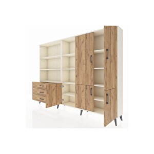 Arges Dolap 11 Raflı 3 Çekmeceli 5 Kapaklı 220x30x163 Aytaşı-çam