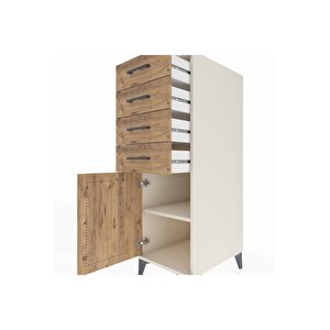 Kronos Dolap Tek Raflı 4 Çekmeceli Tek Kapaklı 44x59x134 Aytaşı-çam