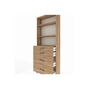 Arges Dolap 3 Raflı 4 Çekmeceli 88x30x221 Çam-çam