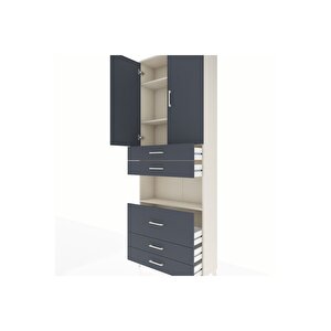 Arges Dolap 4 Raflı 5 Çekmeceli 2 Kapaklı 88x30x243 Aytaşı-antrasit