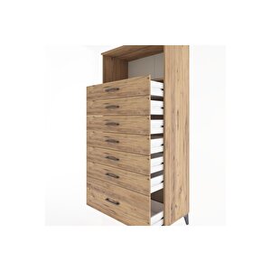 Hyperion Dolap Tek Raflı 7 Çekmeceli 88x44x182 Çam-çam