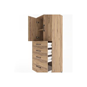 Hyperion Dolap 2 Raflı 4 Çekmeceli 2 Kapaklı 60x44x163 Çam-çam