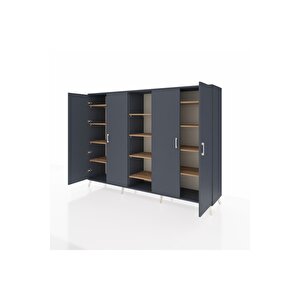Hyperion Dolap 12 Raflı 4 Kapaklı 220x44x163 Antrasit-antrasit/çam