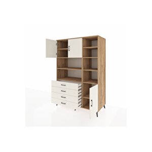Kronos Dolap 9 Raflı 4 Çekmeceli 3 Kapaklı 132x59x195 Çam-aytaşı/aytaşı