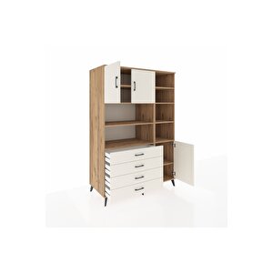 Kronos Dolap 9 Raflı 4 Çekmeceli 3 Kapaklı 132x59x195 Çam-aytaşı/aytaşı