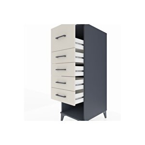 Kronos Dolap 5 Çekmeceli 44x59x134 Antrasit-aytaşı