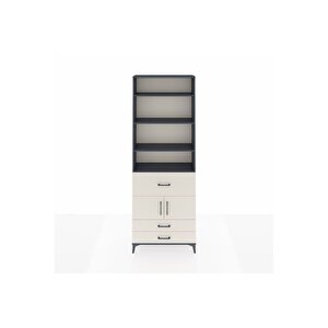 Arges Dolap 5 Raflı 3 Çekmeceli 2 Kapaklı 88x30x243 Antrasit-aytaşı