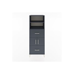 Hyperion Dolap 3 Raflı 2 Çekmeceli 2 Kapaklı 60x44x163 Antrasit-antrasit