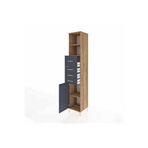 Hyperion Dolap 3 Raflı 4 Çekmeceli Tek Kapaklı 44x44x243 Çam-antrasit