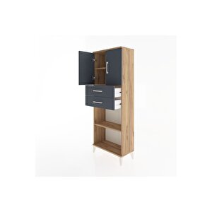 Arges Dolap 3 Raflı 2 Çekmeceli 2 Kapaklı 60x30x163 Çam-antrasit