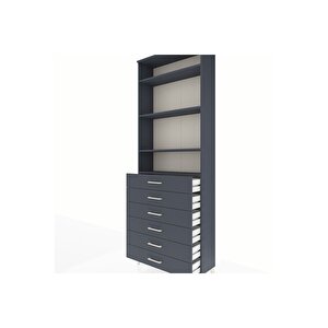 Arges Dolap 4 Raflı 6 Çekmeceli 88x30x243 Antrasit-antrasit