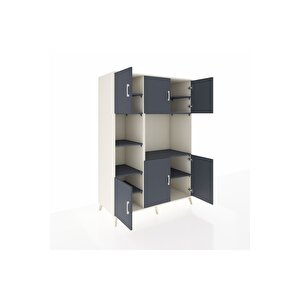 Kronos Dolap 9 Raflı 6 Kapaklı 132x59x195 Aytaşı-antrasit/antrasit