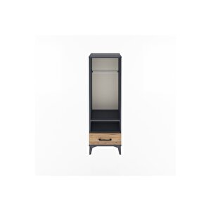 Arges Dolap 2 Raflı Tek Çekmeceli Tek Askılı 44x30x134 Antrasit-çam