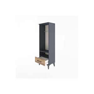 Arges Dolap 2 Raflı Tek Çekmeceli Tek Askılı 44x30x134 Antrasit-çam