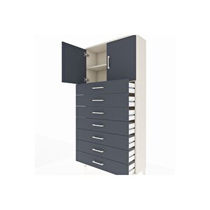 Arges Dolap 2 Raflı 7 Çekmeceli 2 Kapaklı 88x30x182 Aytaşı-antrasit