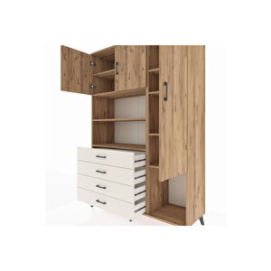 Hyperion Dolap 8 Raflı 4 Çekmeceli 3 Kapaklı 132x44x195 Çam-çam/aytaşı
