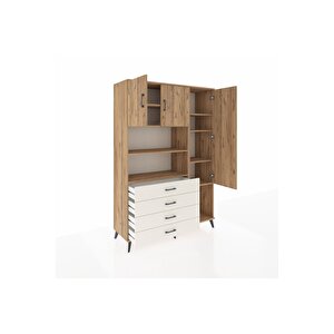 Hyperion Dolap 8 Raflı 4 Çekmeceli 3 Kapaklı 132x44x195 Çam-çam/aytaşı