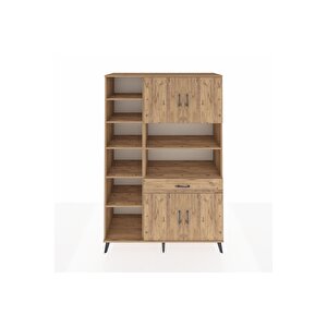 Hyperion Gardrop 10 Raflı Tek Çekmeceli 4 Kapaklı 132x44x195 Çam-çam