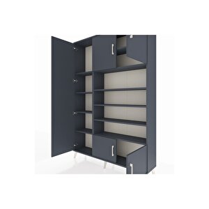 Arges Gardrop 10 Raflı 5 Kapaklı 132x30x195 Antrasit-antrasit