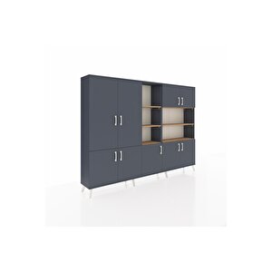 Arges Dolap 14 Raflı 9 Kapaklı 220x30x163 Antrasit-antrasit/çam