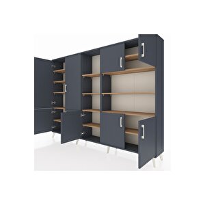 Arges Dolap 14 Raflı 9 Kapaklı 220x30x163 Antrasit-antrasit/çam