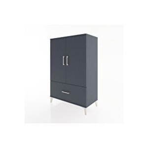 Hyperion Dolap Tek Raflı Tek Çekmeceli Tek Askılı 88x44x134 Antrasit-antrasit