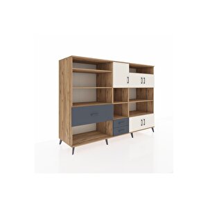 Kronos Dolap 13 Raflı 3 Çekmeceli 5 Kapaklı 220x59x163 Çam-aytaşı/antrasit