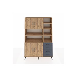 Hyperion Dolap 9 Raflı 4 Çekmeceli 4 Kapaklı 132x44x195 Çam-çam/antrasit