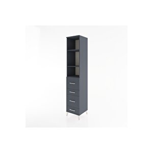 Hyperion Dolap 3 Raflı 4 Çekmeceli 44x44x221 Antrasit-antrasit