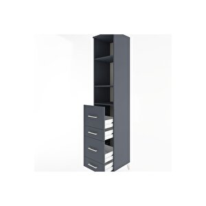 Hyperion Dolap 3 Raflı 4 Çekmeceli 44x44x221 Antrasit-antrasit