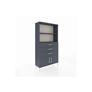 Arges Dolap 2 Raflı 3 Çekmeceli 2 Kapaklı 88x30x163 Antrasit-antrasit