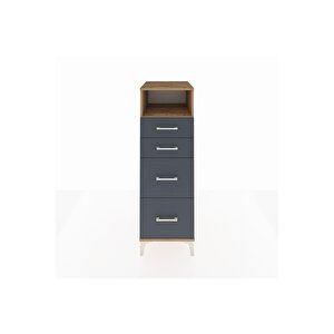 Kronos Dolap Tek Raflı 4 Çekmeceli 44x59x134 Çam-antrasit