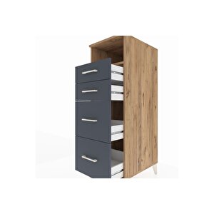 Kronos Dolap Tek Raflı 4 Çekmeceli 44x59x134 Çam-antrasit