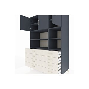 Kronos Dolap 8 Raflı 8 Çekmeceli 3 Kapaklı 132x59x195 Antrasit-antrasit/aytaşı