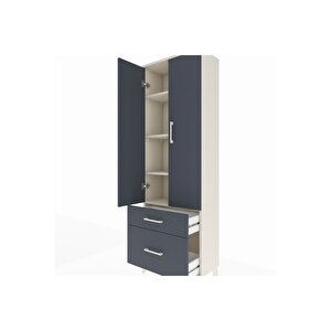 Arges Dolap 4 Raflı 2 Çekmeceli 2 Kapaklı 60x30x182 Aytaşı-antrasit